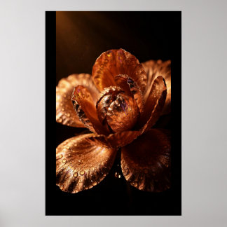 Affiche Copper Bloom — Sphère de cuivre, Pétales dorés