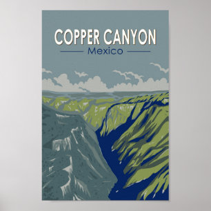 Affiche Copper Canyon Mexique Travel Art Vintage