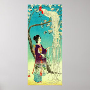 Affiche Coq à longue queue Onaga-dori Kasamatsu Shiro