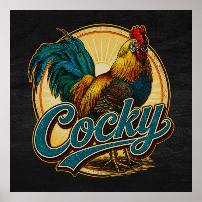 Affiche Coq Arrogant Maison de Ferme Vintage (Devant)