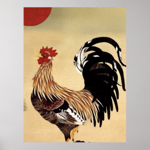 Affiche Coq chantant par Ito Jakuchu