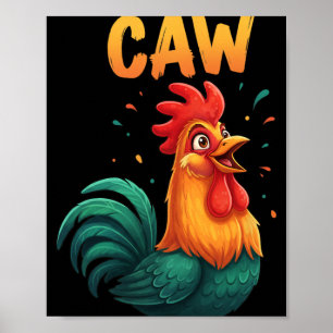 Affiche Coq de ferme animal de ferme drôle amateur de bass