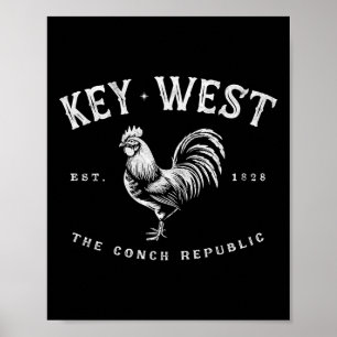 Affiche Coq de Key West drôle Poulet Lever de soleil Pêche