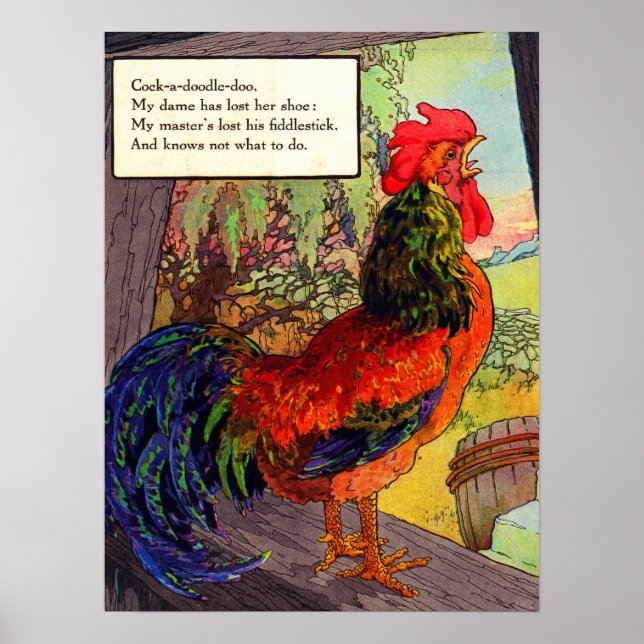 Affiche Coq de Mother Goose des années 1920 (Devant)