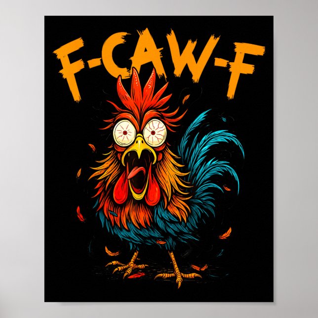 Affiche Coq drôle de poulet café Fcawf oiseau drôle  (Devant)