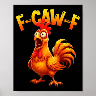 Affiche Coq drôle d'oiseau F Caw F Chuchoteur de poulet