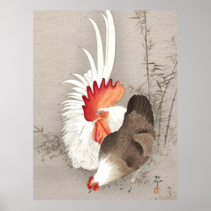 Affiche Coq et Poule par Ohara Koson