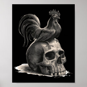 Affiche Coq Halloween Poule Agriculteurs Hommes Femmes Épo