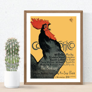 Affiche Coq noir Cocorico Theophile Steinlen