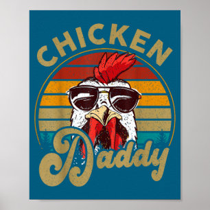 Affiche Coq Papa Chemise de Poulet Vintage Drôle Agriculte