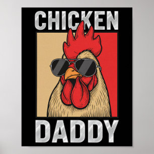 Affiche Coq Papa Poule Papa Lunettes De Soleil, Fierté De