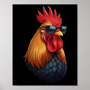 Affiche Coq Patron Du Poulailler Avec Lunettes De Soleil