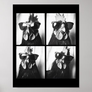 Affiche Coq portant des lunettes de soleil Photobooth self