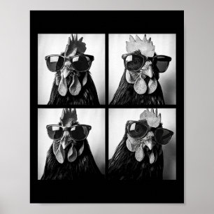 Affiche Coq portant des lunettes de soleil Photobooth Self