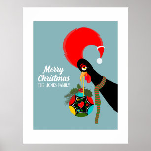 Affiche Coq portugais et saint Bauble de Noël