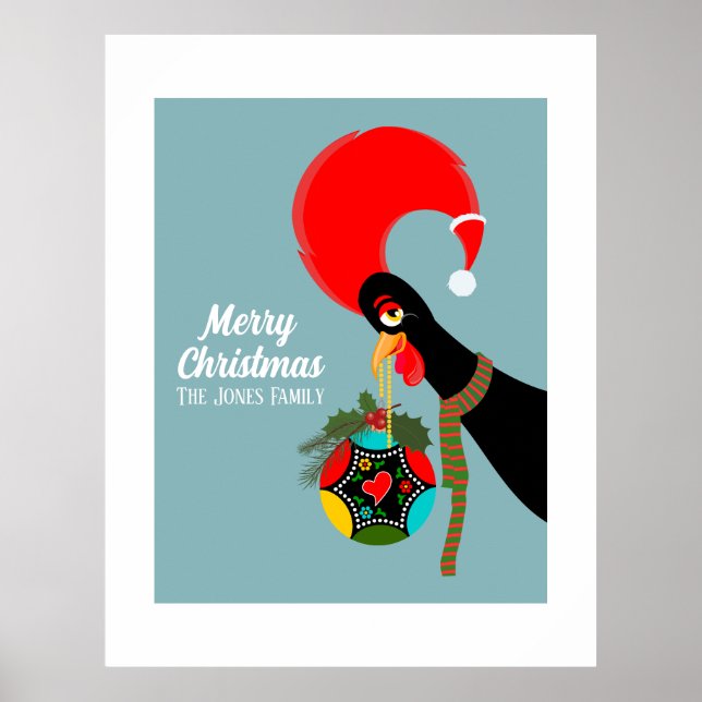 Affiche Coq portugais et saint Bauble de Noël (Devant)