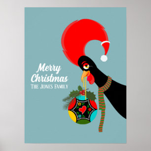 Affiche Coq portugais et saint Bauble de Noël