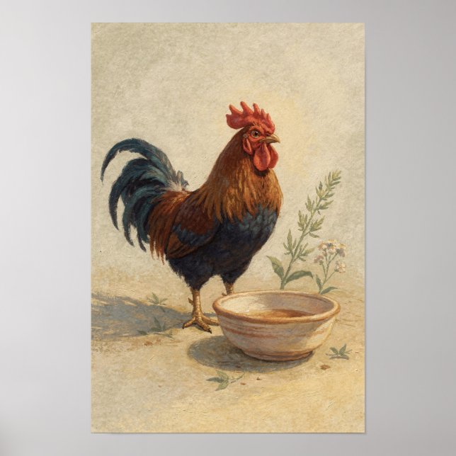 Affiche Coq Rustique par Bol en Faïence (Devant)