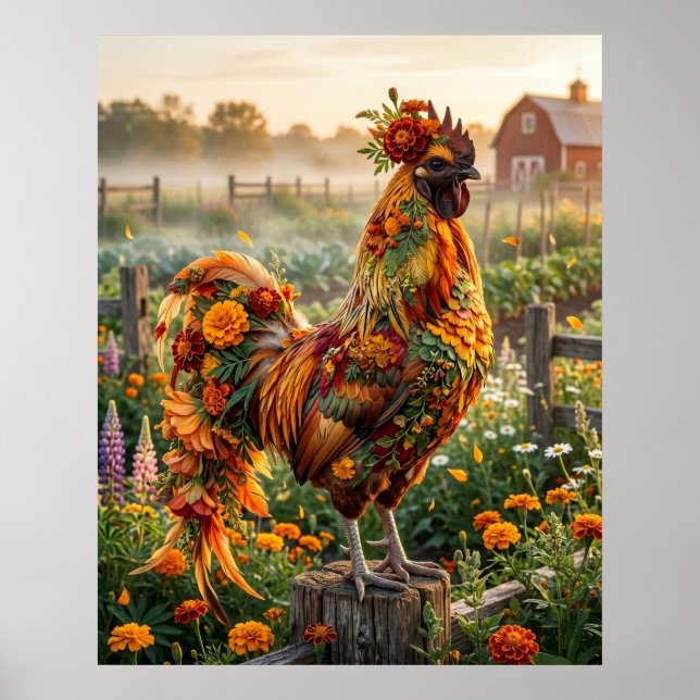 Affiche Coq Tournesol Matinée (Devant)