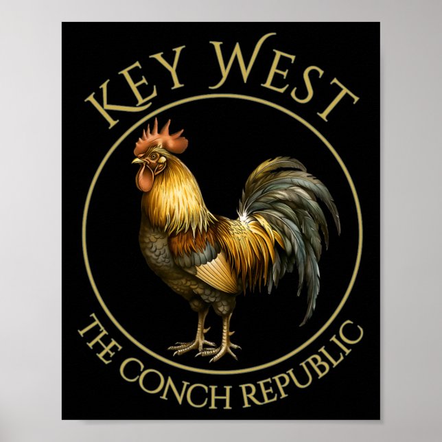 Affiche Coq Vintage Vacances Floride Key West  (Devant)