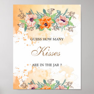 Affiche Coquelicots combien de baisers jeu de baby shower 