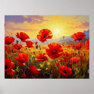 Affiche Coquelicots dans la lumière du soir
