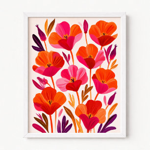 Affiche Coquelicots de Californie orange Illustration mode