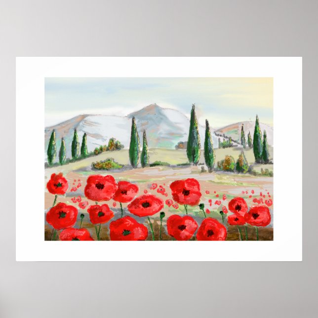 Affiche Coquelicots en fête fleurs rouges. (Devant)