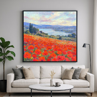 Affiche Coquelicots Rouges - Peinture de Style Paysager Im