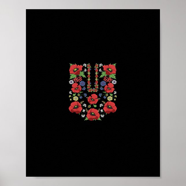 Affiche Coquelicots Ukraine Floral Ukrainienne Vyshyvan (Devant)