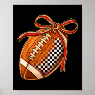 Affiche Coquette à carreaux de football Bow Jour de match