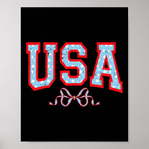 Affiche Coquette amusante Usa Cute Bow American 4 juillet