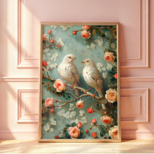 Affiche Coquette Birds Floral