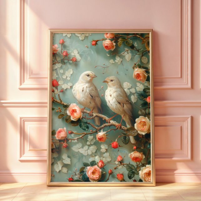 Affiche Coquette Birds Floral (Créateur téléchargé)