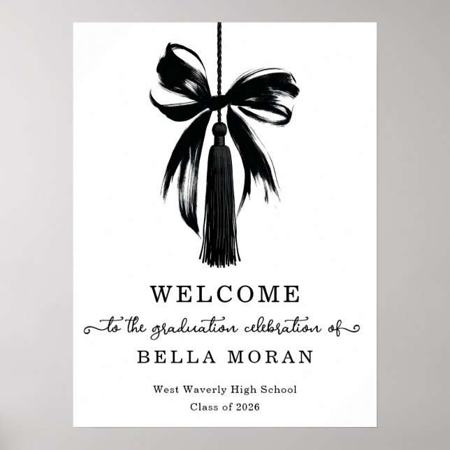 Affiche Coquette Black Bow & Tassel Graduation Party (Devant)