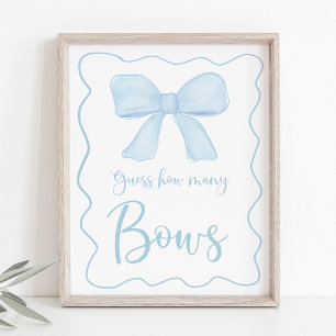 Affiche Coquette Blue Bow Devine Combien De Baby showers J