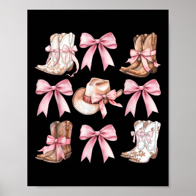 Affiche Coquette Bottes De Femme Avec Vaches Roses Esthéti (Devant)