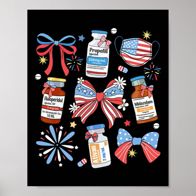 Affiche Coquette Bow 4 juillet Infirmière Fille Pharmacie  (Devant)