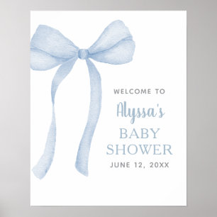 Affiche Coquette Bow bleu Baby shower Bienvenue