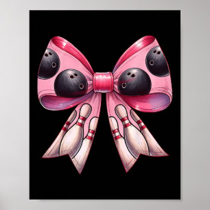 Affiche Coquette Bow Bowling Ll Pins Motif Bowler Pink M