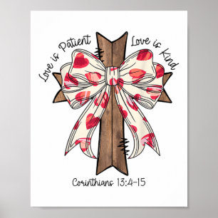 Affiche Coquette Bow Cross Valentines Jour Jésus Bible Ver