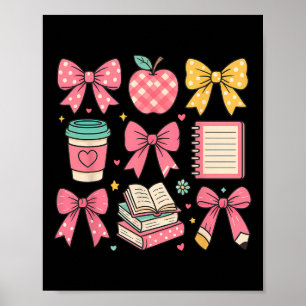 Affiche Coquette Bow Étudiante Joyeux Premier Jour Retour
