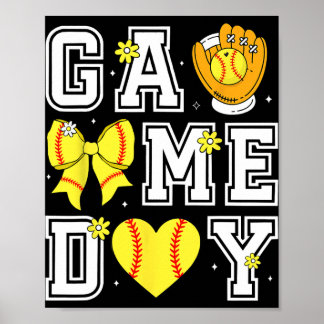 Affiche Coquette Bow Game Day Sell Softll Heart Love Cheer