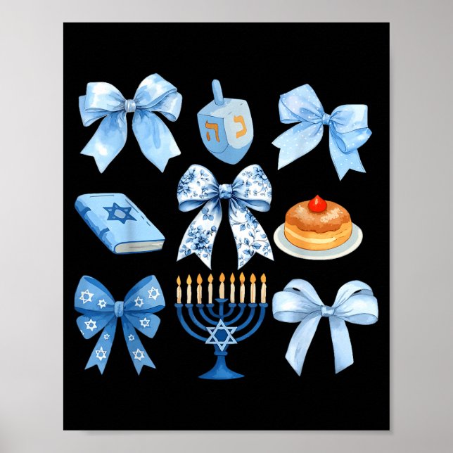 Affiche Coquette Bow Hanukkah Chanukah Pajama Latke Jewish (Devant)