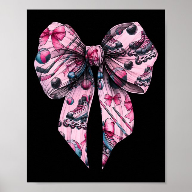 Affiche Coquette Bow Inline Hockey Player Girl Mom Mother' (Devant)