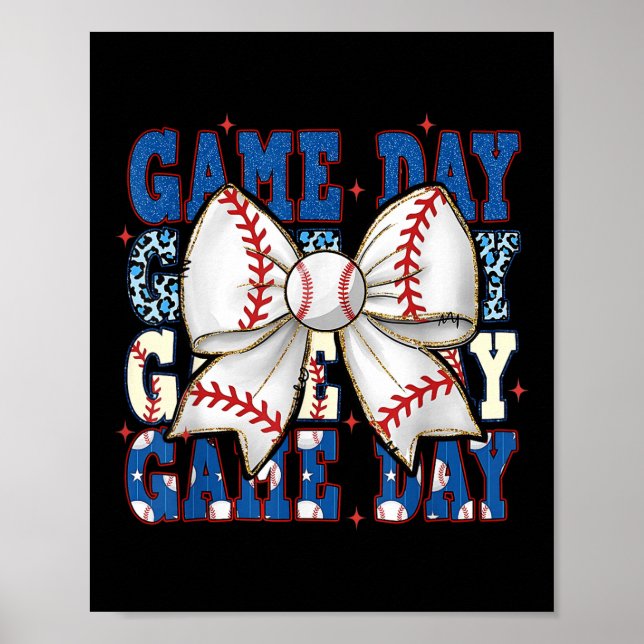 Affiche Coquette Bow Jour Baseball Softball Funny Chee (Devant)