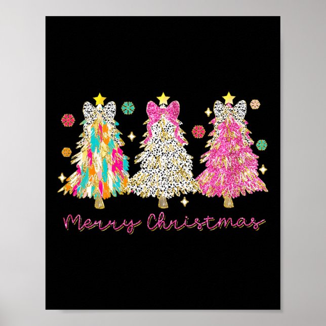 Affiche Coquette Bow Joyeux Noël Noël Noël Arbre famille P (Devant)