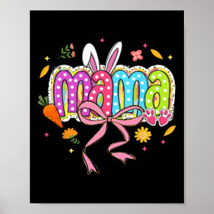 Affiche Coquette Bow Mama Bunny Pâques Maman Boho Flores F