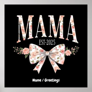 Affiche Coquette Bow Mama Est 2025 Bonne fête des mères