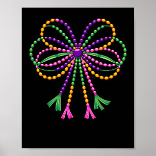 Affiche Coquette Bow Mardi Gras Festival Fleur De Lis Carn